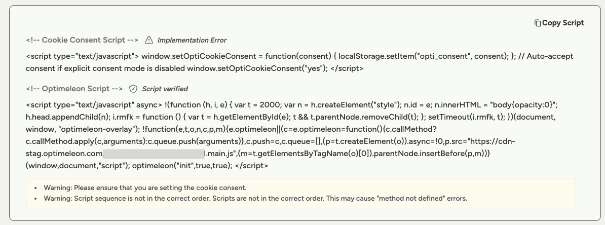 Validating the Optimeleon script integration.